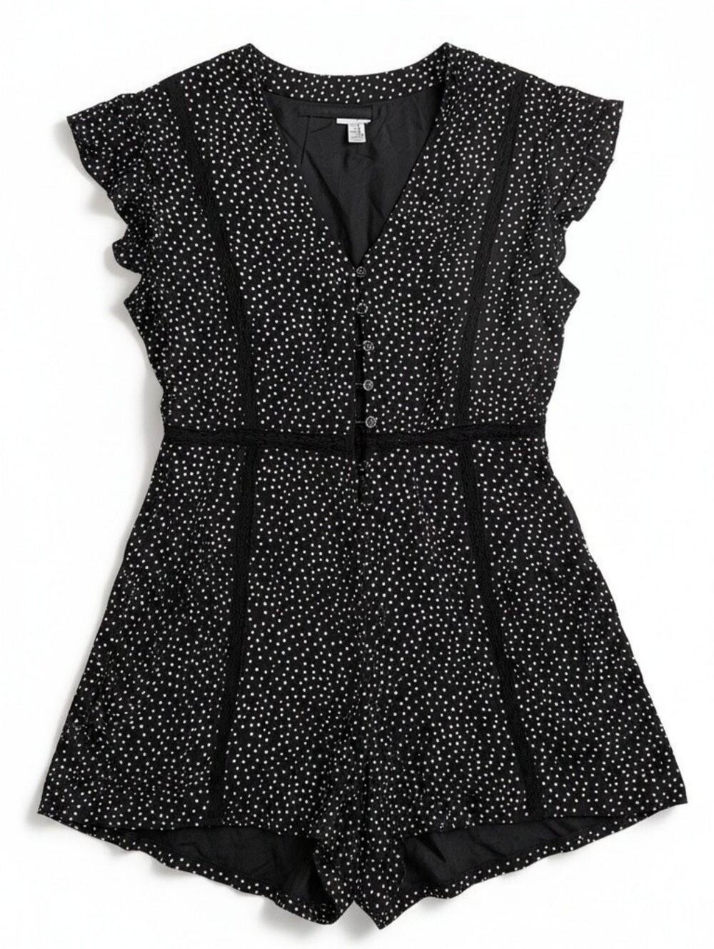 Amuse Society Violet Black Polka Dot Romper Size M